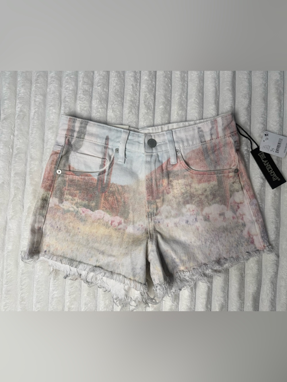 Blank NYC faded western cactus Printed Denim Cutoff Shorts NWT Size 25